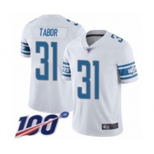 Men's Detroit Lions #31 Teez Tabor White Vapor Untouchable Limited Player 100th Season Football Jersey