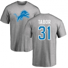 NFL Nike Detroit Lions #31 Teez Tabor Ash Name & Number Logo T-Shirt