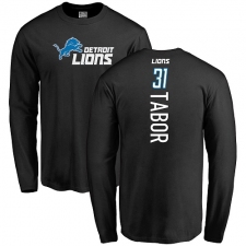 NFL Nike Detroit Lions #31 Teez Tabor Black Backer Long Sleeve T-Shirt