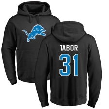 NFL Nike Detroit Lions #31 Teez Tabor Black Name & Number Logo Pullover Hoodie