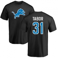 NFL Nike Detroit Lions #31 Teez Tabor Black Name & Number Logo T-Shirt