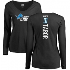 NFL Women's Nike Detroit Lions #31 Teez Tabor Black Backer Long Sleeve T-Shirt