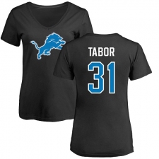 NFL Women's Nike Detroit Lions #31 Teez Tabor Black Name & Number Logo T-Shirt