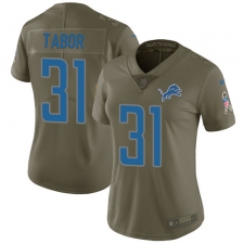 Women Nike Detroit Lions #31 Teez Tabor Limited Olive 2017 Salute to Service NFL Jersey