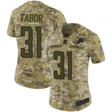 Women's Nike Detroit Lions #31 Teez Tabor Limited Camo 2018 Salute to Service NFL Jersey