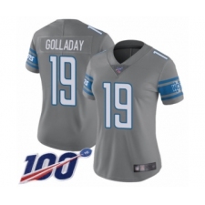 Women's Detroit Lions #19 Kenny Golladay Limited Steel Rush Vapor Untouchable 100th Season Football Jersey