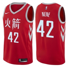 Men's Nike Houston Rockets #42 Nene Authentic Red NBA Jersey - City Edition