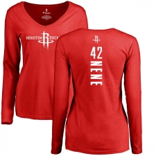 NBA Women's Nike Houston Rockets #42 Nene Red Backer Long Sleeve T-Shirt