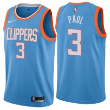 Men's Nike Los Angeles Clippers #3 Chris Paul Authentic Blue NBA Jersey - City Edition