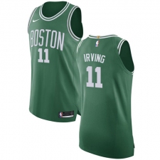 Men's Nike Boston Celtics #11 Kyrie Irving Authentic Green(White No.) Road NBA Jersey - Icon Edition