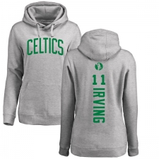 NBA Women's Nike Boston Celtics #11 Kyrie Irving Ash Backer Pullover Hoodie