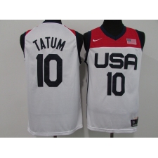 Men's Boston Celtics #10 Jayson Tatum USA Basketball Tokyo Olympics 2021 White Jersey