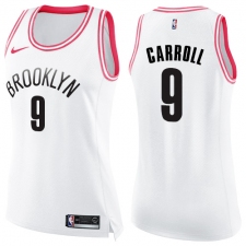 Women's Nike Brooklyn Nets #9 DeMarre Carroll Swingman White/Pink Fashion NBA Jersey