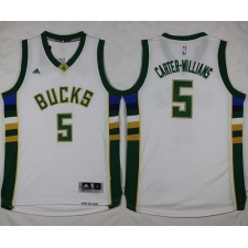Bucks #5 Michael Carter-Williams White Stitched NBA Jersey