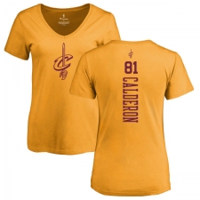 NBA Women's Nike Cleveland Cavaliers #81 Jose Calderon Gold One Color Backer Slim-Fit V-Neck T-Shirt