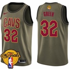 Men's Nike Cleveland Cavaliers #32 Jeff Green Swingman Green Salute to Service 2018 NBA Finals Bound NBA Jersey