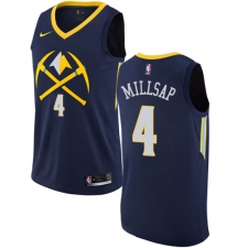 Men's Nike Denver Nuggets #4 Paul Millsap Authentic Navy Blue NBA Jersey - City Edition