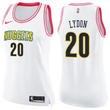Women's Nike Denver Nuggets #20 Tyler Lydon Swingman White/Pink Fashion NBA Jersey