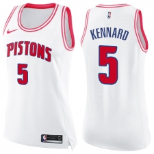 Women's Nike Detroit Pistons #5 Luke Kennard Swingman White/Pink Fashion NBA Jersey