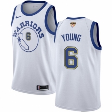 Men's Nike Golden State Warriors #6 Nick Young Authentic White Hardwood Classics 2018 NBA Finals Bound NBA Jersey