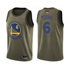 Youth Golden State Warriors #6 Nick Young Swingman Green Salute to Service 2019 Basketball Finals Bound Basketball Jersey
