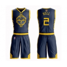 Men's Golden State Warriors #2 Jordan Bell Swingman Navy Blue Basketball Suit 2019 Basketball Finals Bound Jersey - City Edition