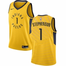 Men's Nike Indiana Pacers #1 Lance Stephenson Authentic Gold NBA Jersey Statement Edition