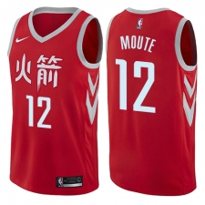 Men's Nike Houston Rockets #12 Luc Mbah a Moute Authentic Red NBA Jersey - City Edition