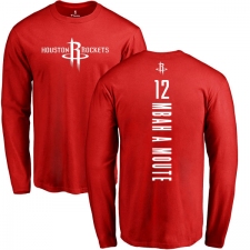 NBA Nike Houston Rockets #12 Luc Mbah a Moute Red Backer Long Sleeve T-Shirt