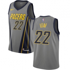 Men's Nike Indiana Pacers #22 T. J. Leaf Swingman Gray NBA Jersey - City Edition