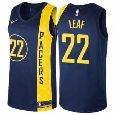 Men's Nike Indiana Pacers #22 T. J. Leaf Swingman Navy Blue NBA Jersey - City Edition