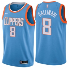 Men's Nike Los Angeles Clippers #8 Danilo Gallinari Authentic Blue NBA Jersey - City Edition