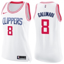 Women's Nike Los Angeles Clippers #8 Danilo Gallinari Swingman White/Pink Fashion NBA Jersey