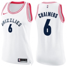 Women's Nike Memphis Grizzlies #6 Mario Chalmers Swingman White/Pink Fashion NBA Jersey