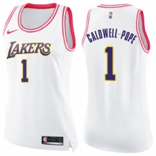 Women's Nike Los Angeles Lakers #1 Kentavious Caldwell-Pope Swingman White/Pink Fashion NBA Jersey