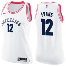 Women's Nike Memphis Grizzlies #12 Tyreke Evans Swingman White/Pink Fashion NBA Jersey