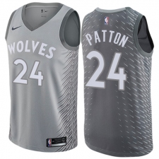 Men's Nike Minnesota Timberwolves #24 Justin Patton Authentic Gray NBA Jersey - City Edition