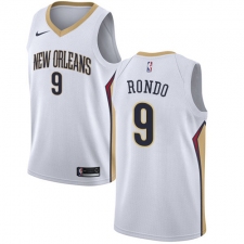 Men's Nike New Orleans Pelicans #9 Rajon Rondo Swingman White Home NBA Jersey - Association Edition