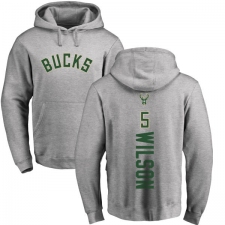 NBA Nike Milwaukee Bucks #5 D. J. Wilson Ash Backer Pullover Hoodie