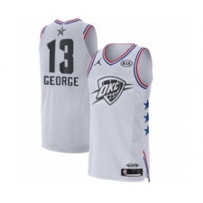 Men's Jordan Oklahoma City Thunder #13 Paul George Authentic White 2019 All-Star Game Basketball Jersey