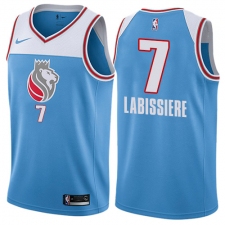 Men's Nike Sacramento Kings #7 Skal Labissiere Authentic Blue NBA Jersey - City Edition