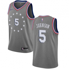 Men's Nike Philadelphia 76ers #5 Amir Johnson Swingman Gray NBA Jersey - City Edition