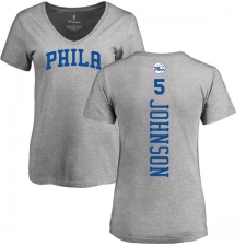 NBA Women's Nike Philadelphia 76ers #5 Amir Johnson Ash Backer T-Shirt