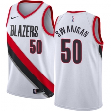 Women's Nike Portland Trail Blazers #50 Caleb Swanigan Authentic White Home NBA Jersey - Association Edition