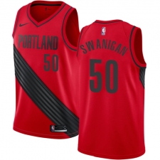 Women's Nike Portland Trail Blazers #50 Caleb Swanigan Swingman Red Alternate NBA Jersey Statement Edition