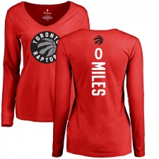 NBA Women's Nike Toronto Raptors #0 C.J. Miles Red Backer Long Sleeve T-Shirt