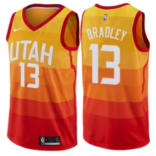 Men's Nike Utah Jazz #13 Tony Bradley Authentic Orange NBA Jersey - City Edition