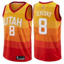Men's Nike Utah Jazz #8 Jonas Jerebko Authentic Orange NBA Jersey - City Edition
