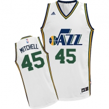 Men's Adidas Utah Jazz #45 Donovan Mitchell Swingman White Home NBA Jersey