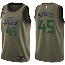 Men's Nike Utah Jazz #45 Donovan Mitchell Swingman Green Salute to Service NBA Jersey